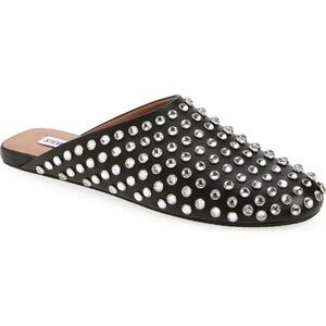 Steve Madden Black and Silver Studded Mules